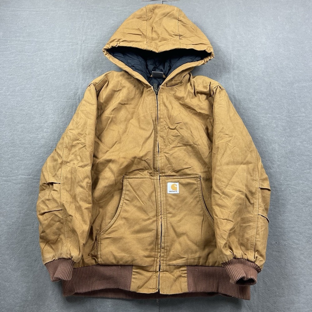 Carhartt Active Jacket Youth Large 14-16 OJ8545-B‎ Brown Duck Canvas Quilted